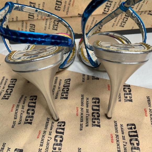 Gucci Haines 105 Mulitcolored Leather Sequined Sandals Size 37 - Picture 8 of 8